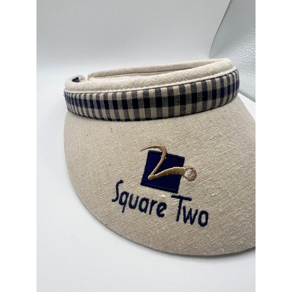 VTG 90s Two Square Fabric Sun Visor W Sweatband OS Made In USA Town Talk Golfing - Picture 2 of 10